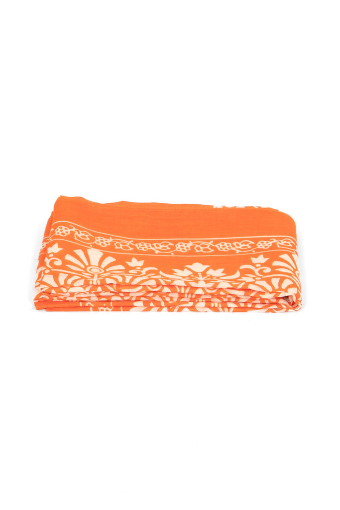 rue-lightweight-cotton-scarf-orange-leaf-print-folded-summer-weight