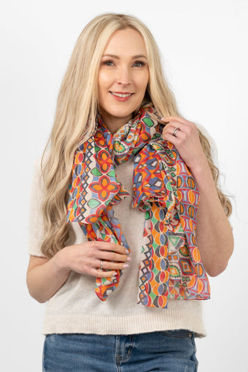 gaia-lightweight-scarf-red-multi-mosaic-print-on-model