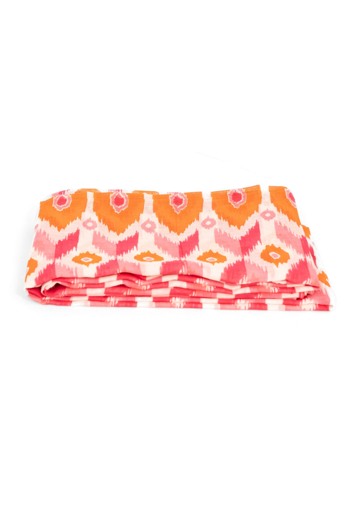 ayla-lightweight-scarf-pink-orange-ikat-print-folded-thin-summer-weight