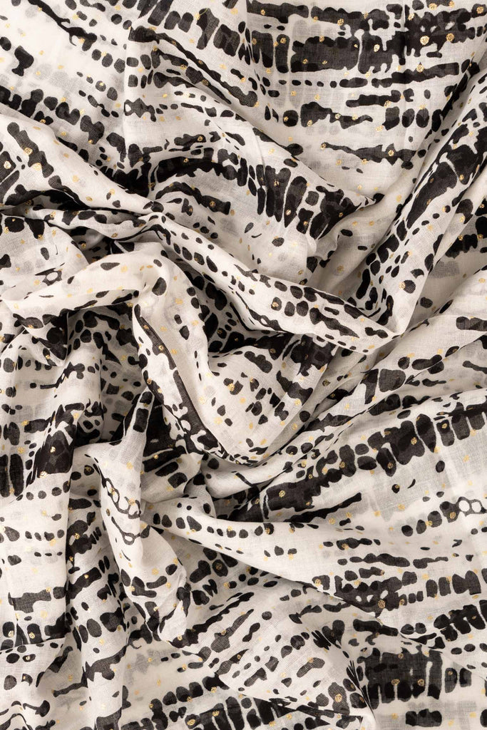 soraya-lightweight-cotton-scarf-black-white-tie-dye-close-up-gold-foil-soft-material