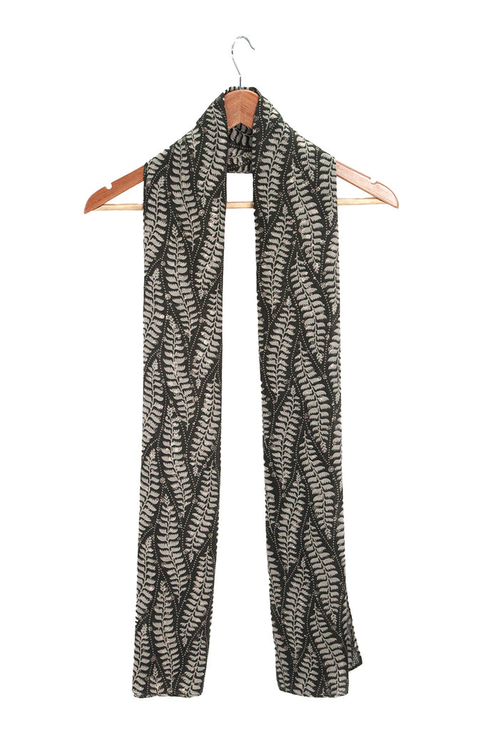 clover-khaki-fern-leaf-lightweight-scarf-draped-long-length