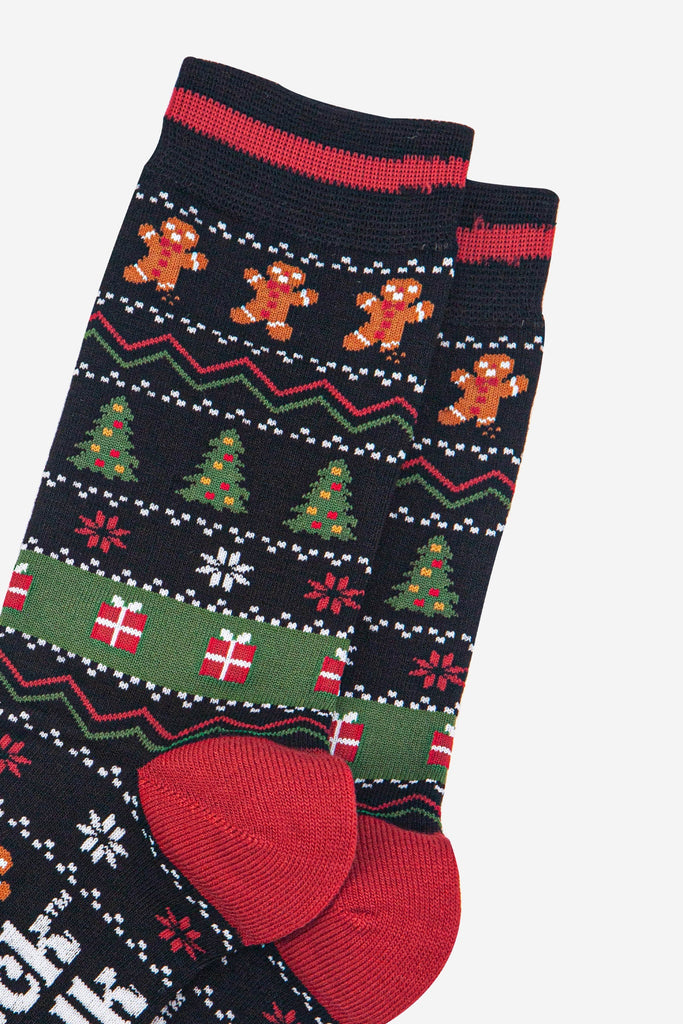 mens-bamboo-socks-black-khaki-gingerbread-fair-isle-close-up
