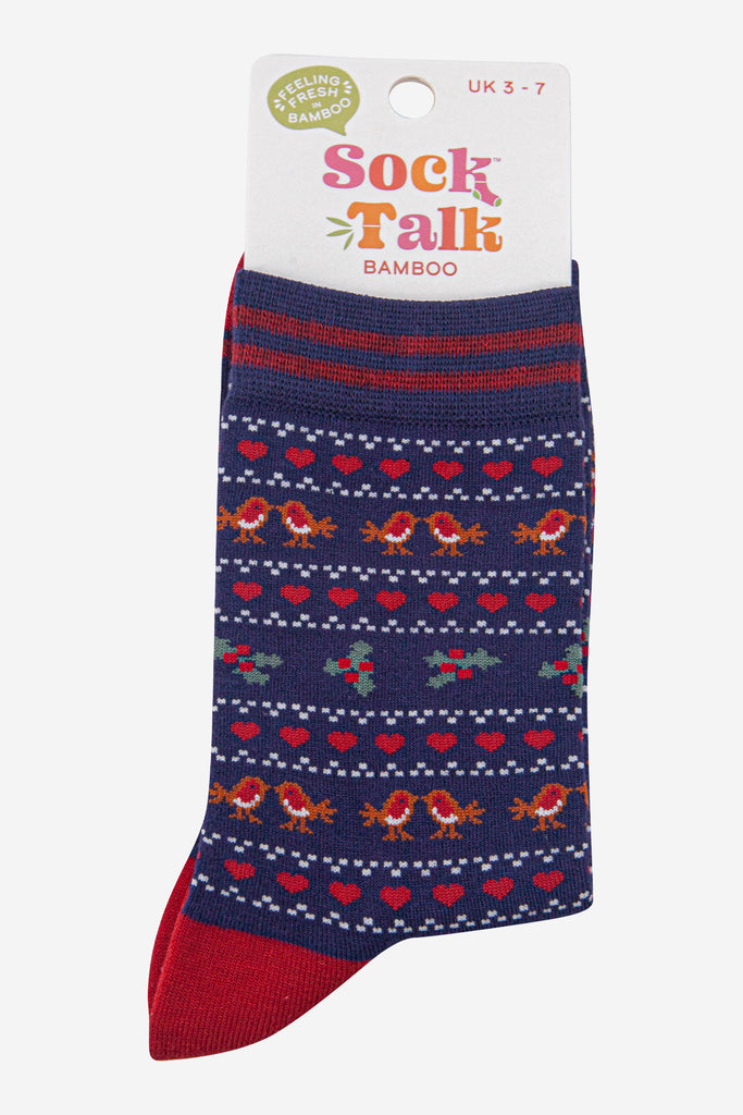 womens-bamboo-socks-navy-blue-red-robin-fair-isle-in-sock-talk-packaging