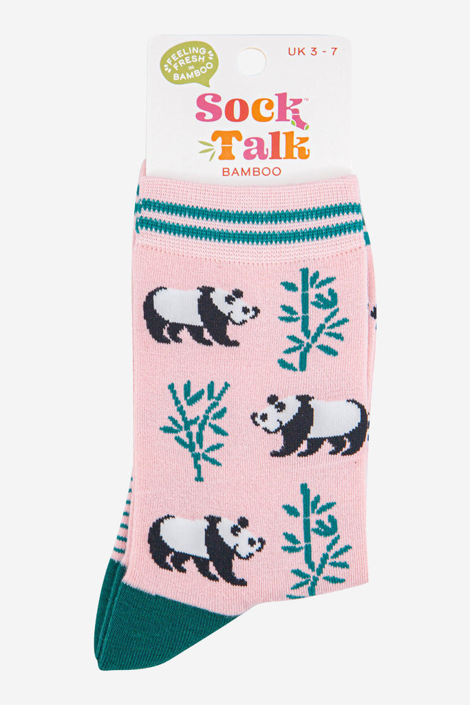 womens-bamboo-socks-light-pink-green-panda-in-sock-talk-packaging