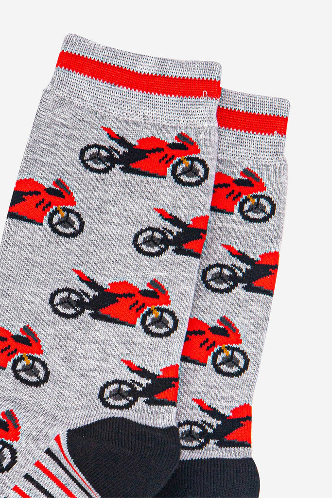 mens-bamboo-socks-light-grey-red-motorbikes-close-up