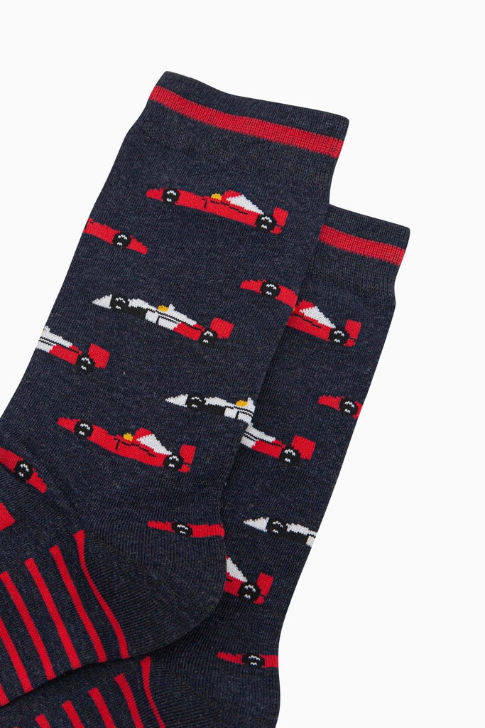 mens-bamboo-socks-navy-race-cars-close-up-red-race-car-with-f1-driver