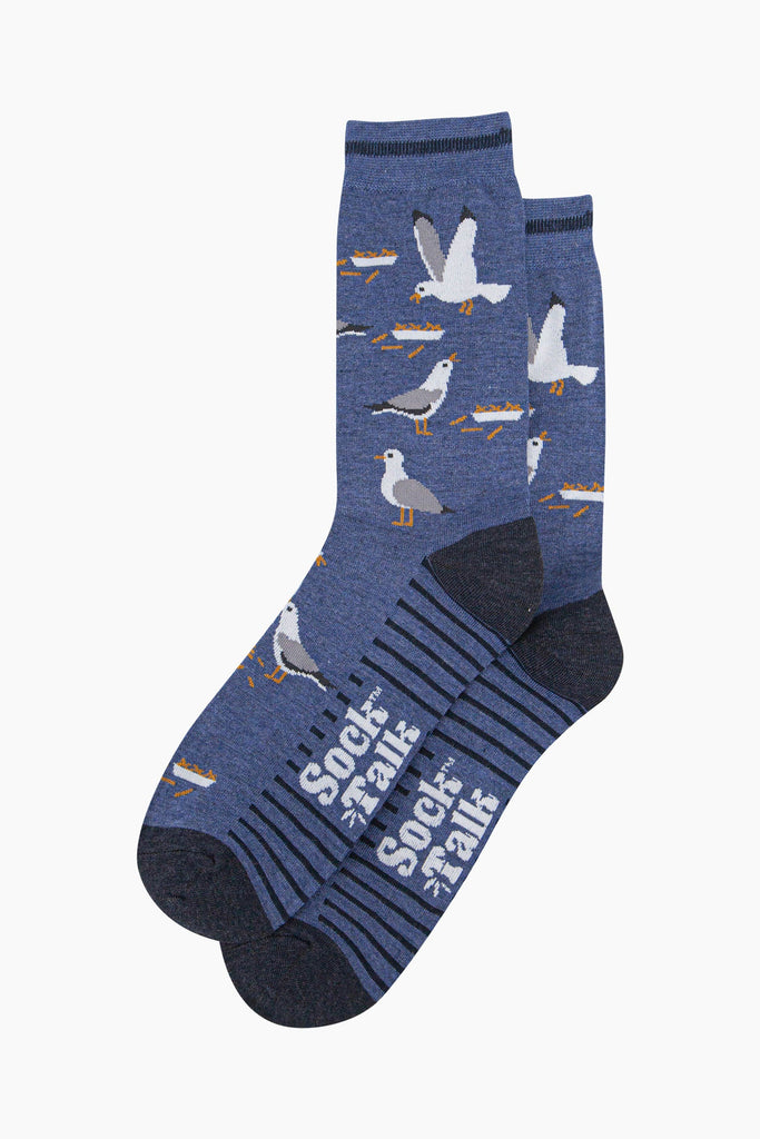 mens-bamboo-socks-denim-blue-thieving-seagulls-laying-flat-birds-are-stealing-food