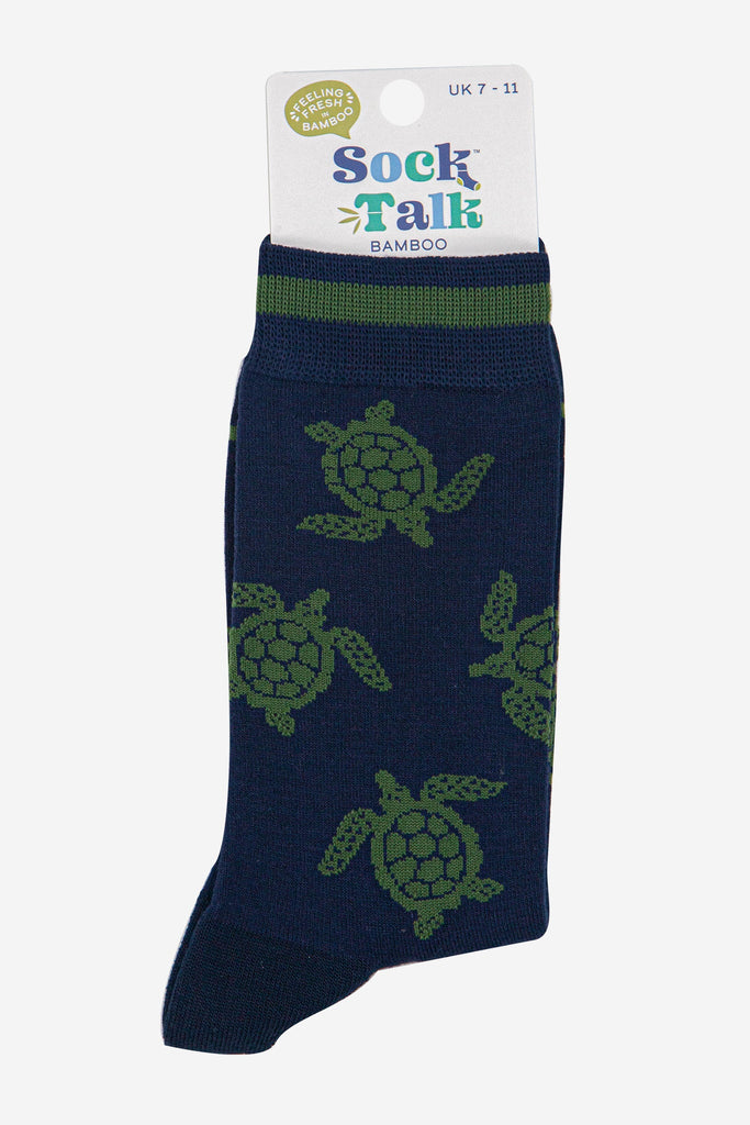mens-bamboo-socks-navy-blue-turtle-in-sock-talk-packaging