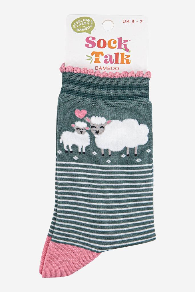 womens-bamboo-socks-green-pink-lambs-in-sock-talk-packaging