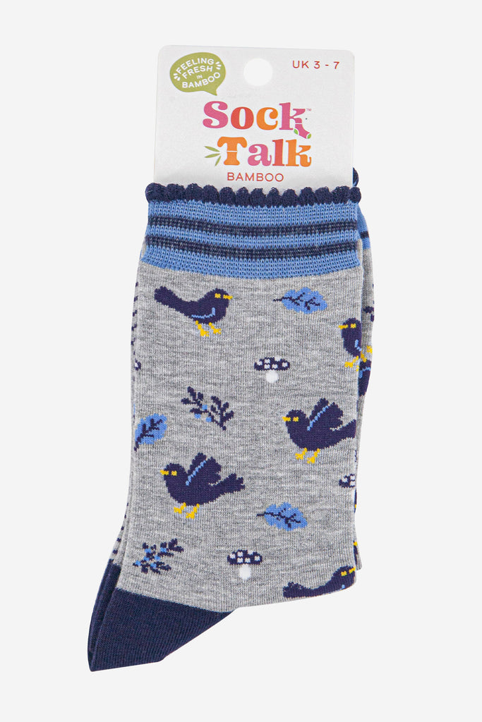 womens-bamboo-socks-light-grey-denim-blue-blackbirds-in-sock-talk-packaging