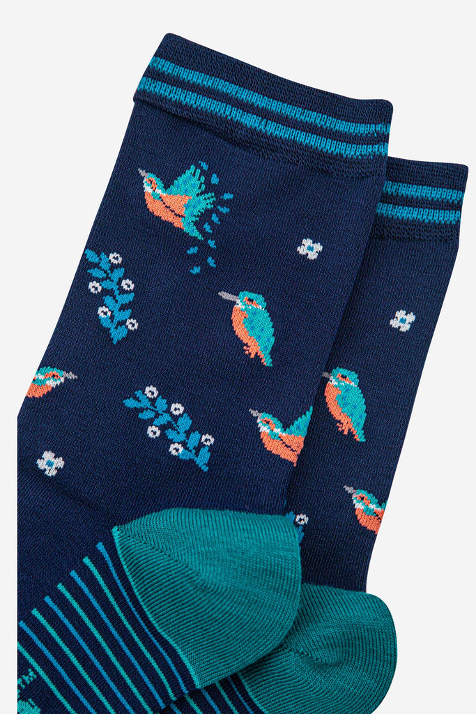 womens-bamboo-socks-navy-blue-teal-kingfishers-close-up