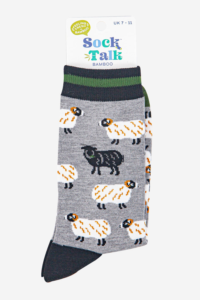 mens-bamboo-socks-grey-marl-green-black-sheep-in-sock-talk-packaging