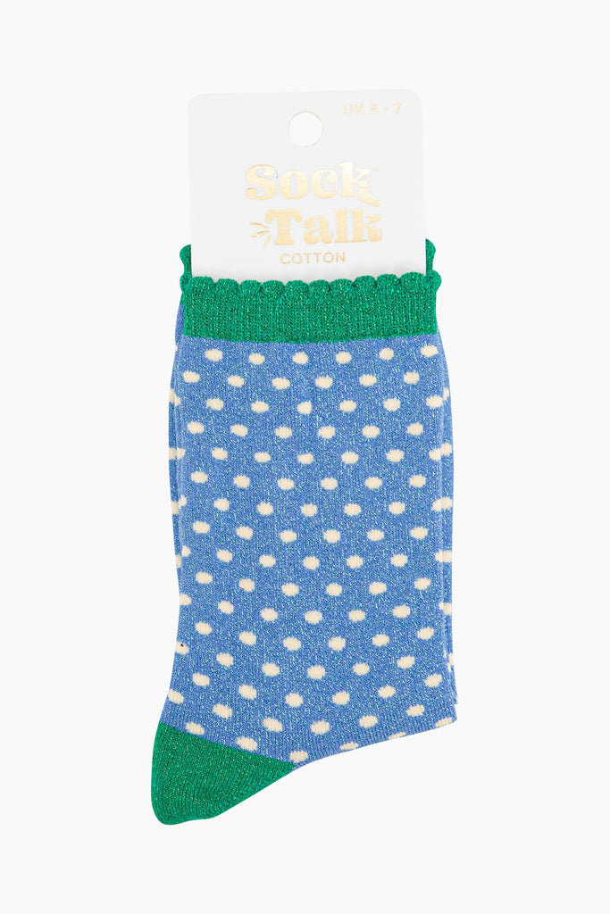 womens-glitter-socks-denim-blue-green-polka-dots-in-sock-talk-packaging-uk-size-3-7