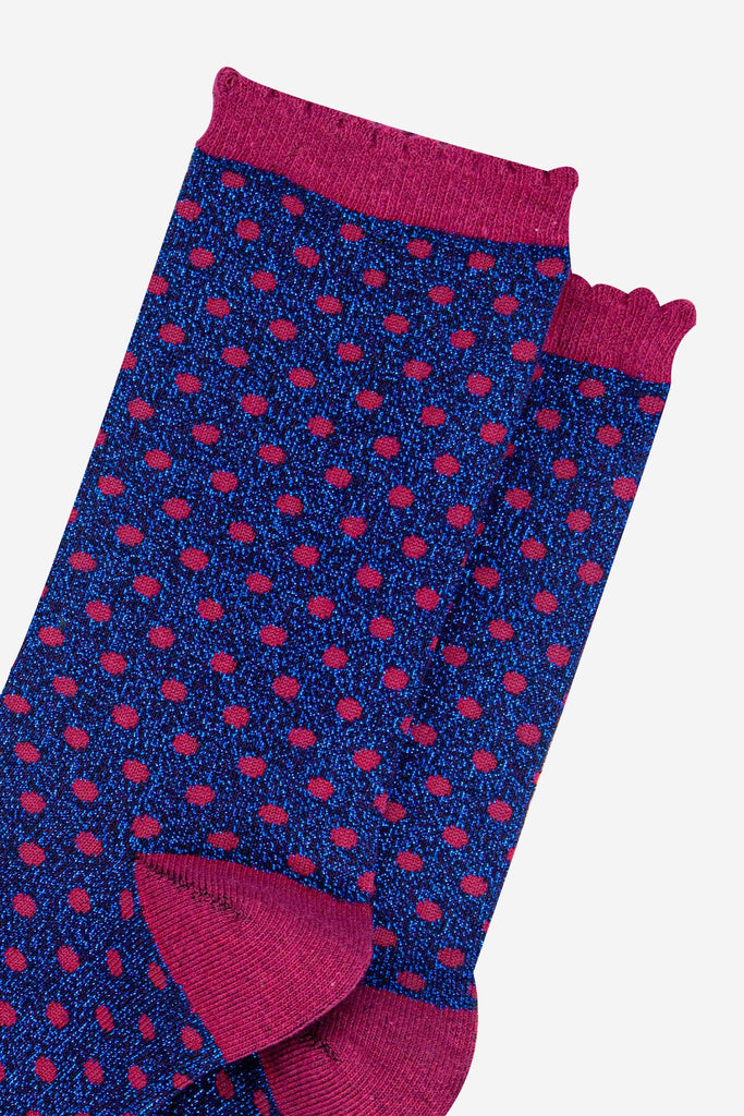 womens-navy-blue-berry-polka-dots-glitter-socks-close-up