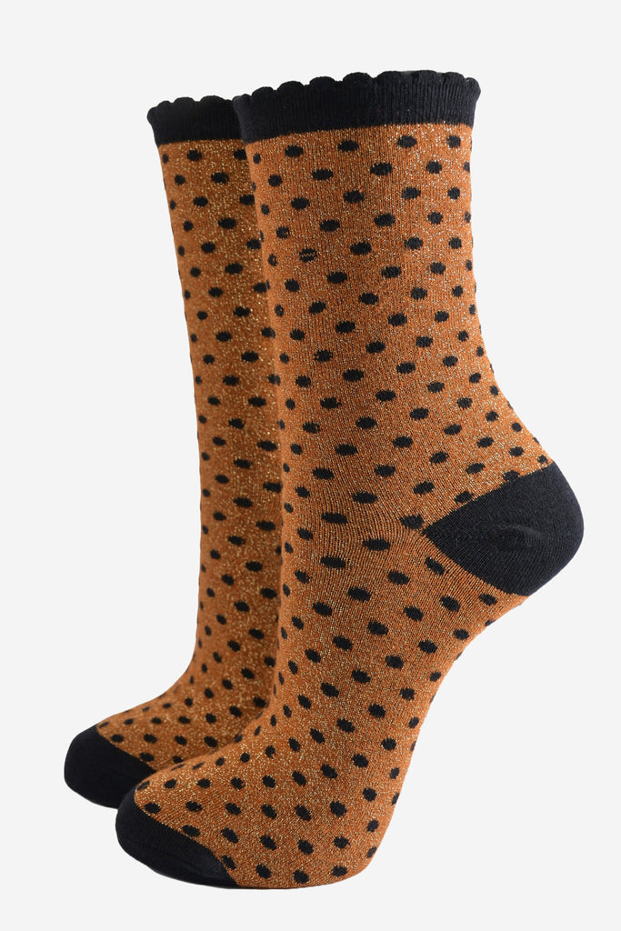 womens-polka-dot-glitter-socks-pumpkin-khaki-3-pack-orange