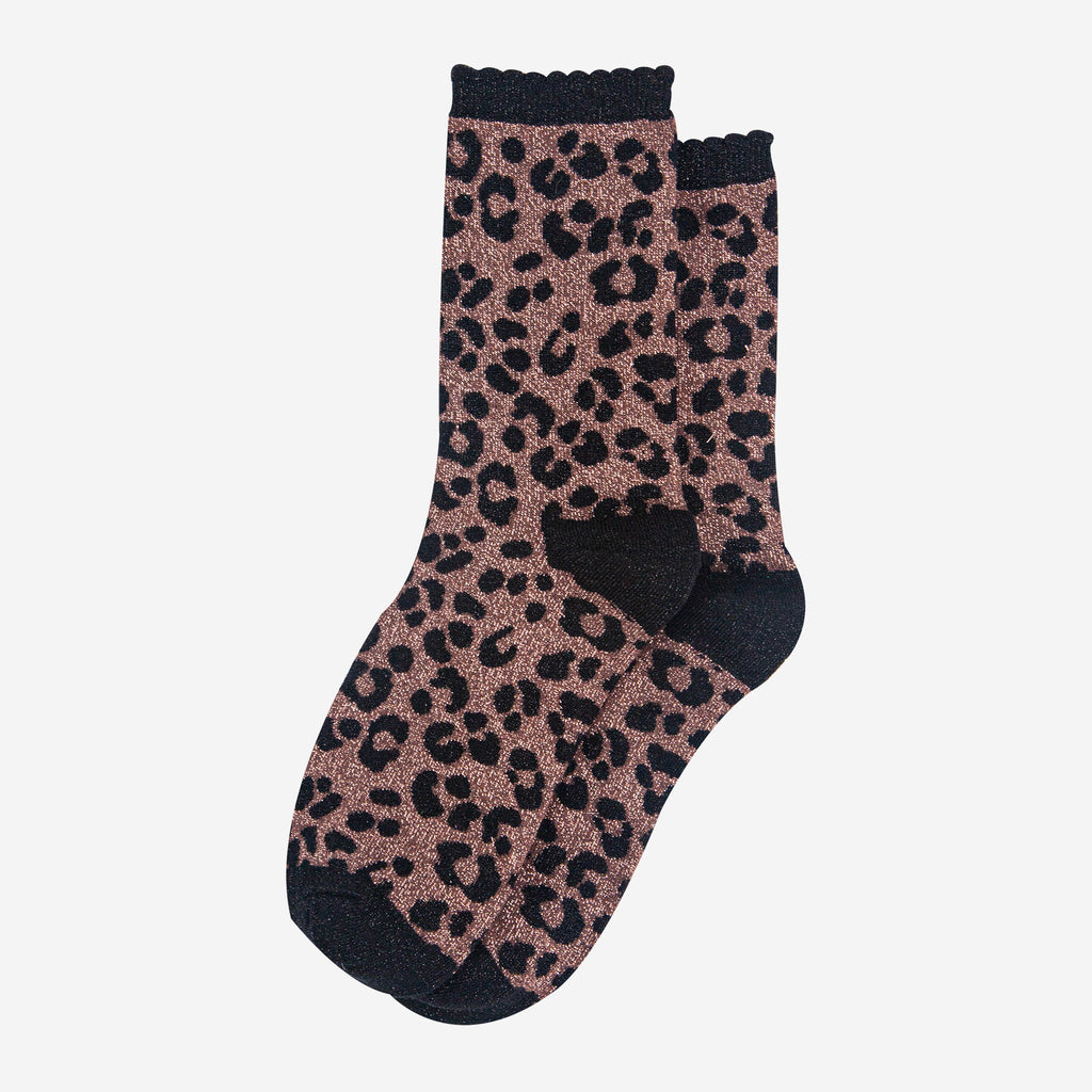womens-chocolate-leopard-print-glitter-socks-laying-flat