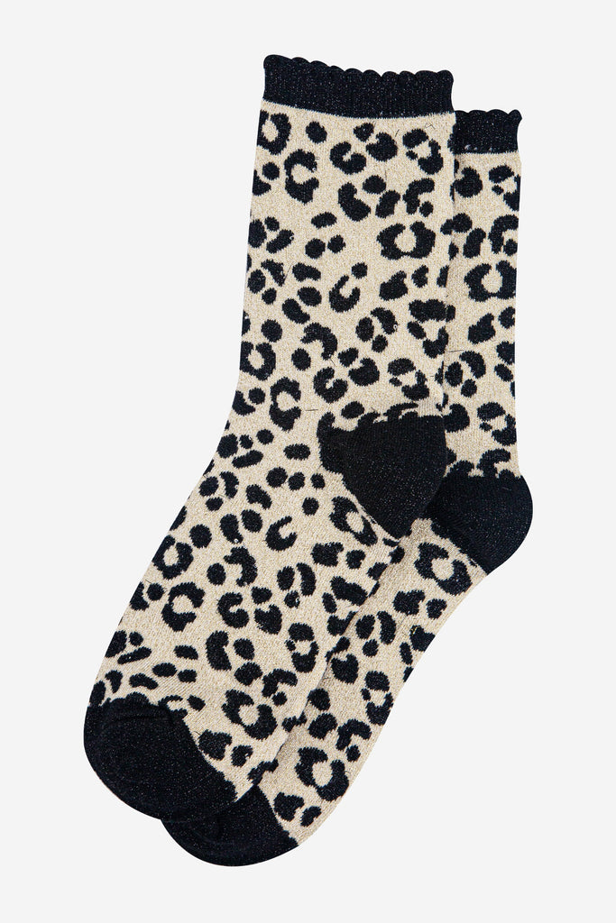 womens-cream-leopard-print-glitter-socks-laying-flat