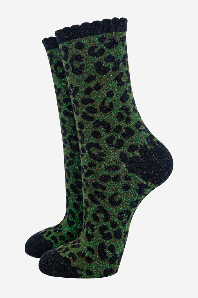 womens-khaki-leopard-print-glitter-socks-sparkly