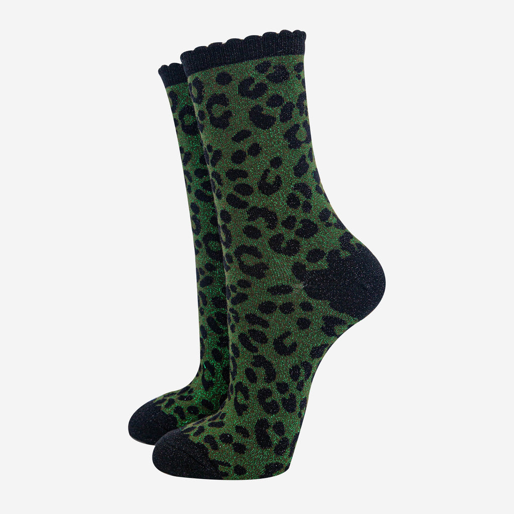 womens-khaki-leopard-print-glitter-socks-sparkly