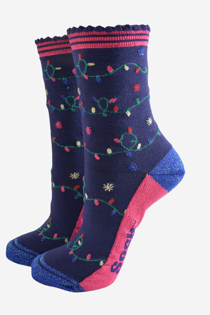 womens-socks-gift-box-navy-christmas-celebration-party-lights