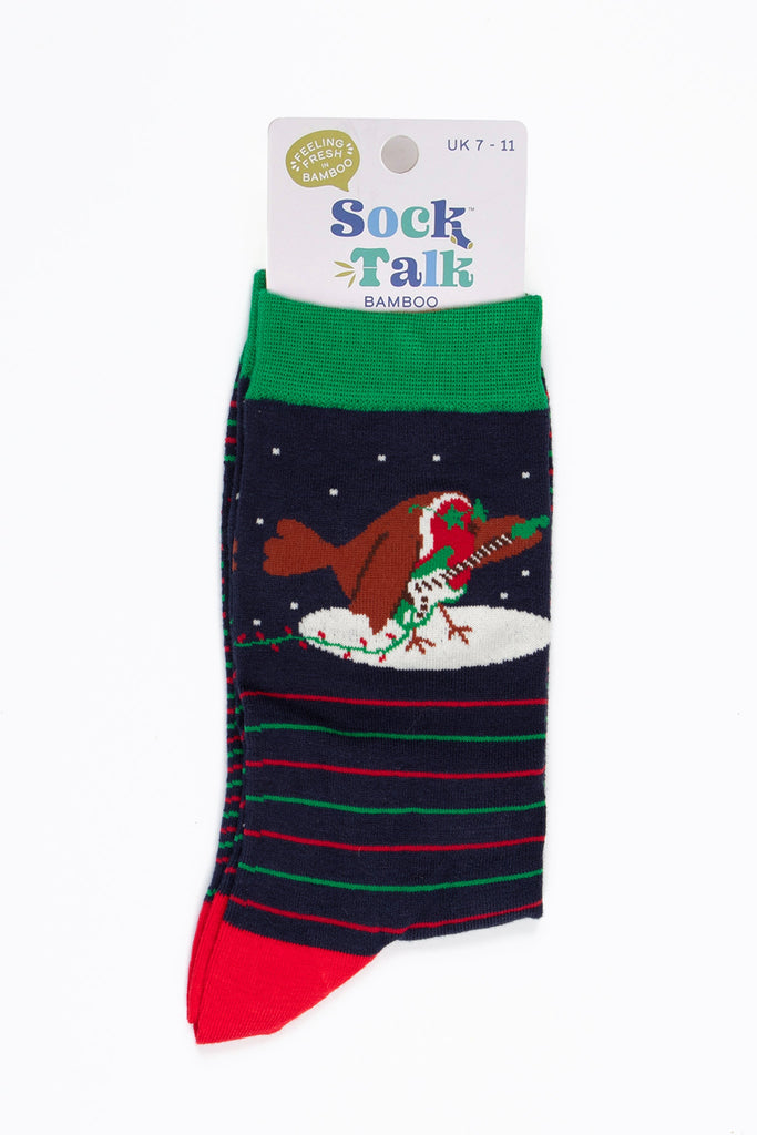 rockin robin bamboo socks in their sock talk packaging, these socks are a uk size 7-11