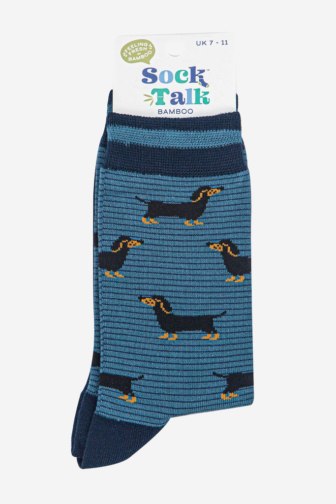 mens-bamboo-socks-denim-blue-navy-blue-sausage-dog-stripes-in-sock-talk-packaging