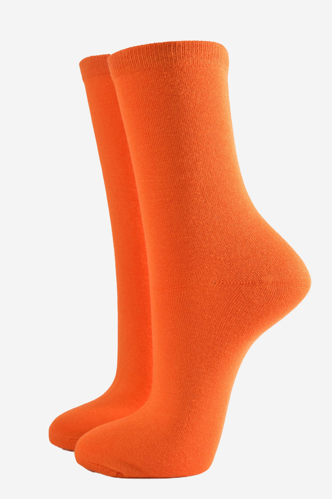 plain orange bamboo ankle socks