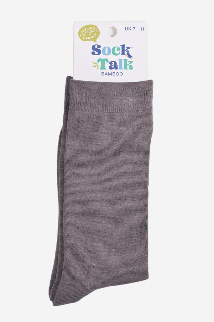grey bamboo socks in their sock talk packaging, these socks are a uk size 7-11