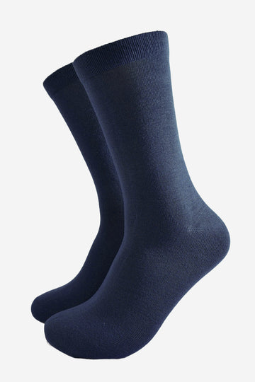 mens plain navy blue bamboo socks