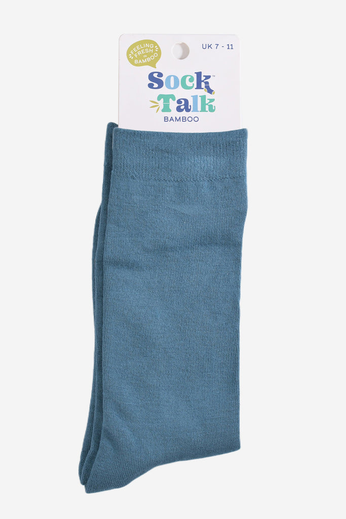 teal bamboo socks in their sock talk packaging, these socks are a uk size 7-11