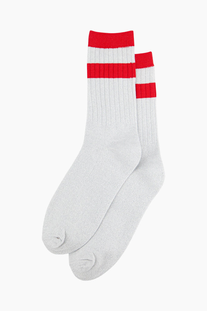 womens-glitter-socks-white-red-striped-cuff-laying-flat-sparkly