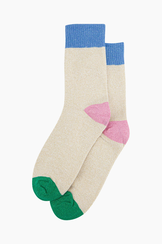 womens-glitter-socks-cream-denim-blue-colour-burst-laying-flat-sparkly-cotton-multicoloured