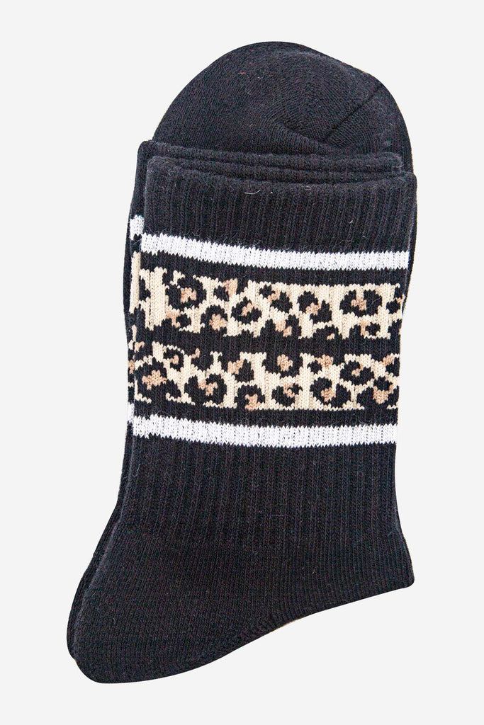 womens-sporty-socks-black-leopard-stripe-animal-print