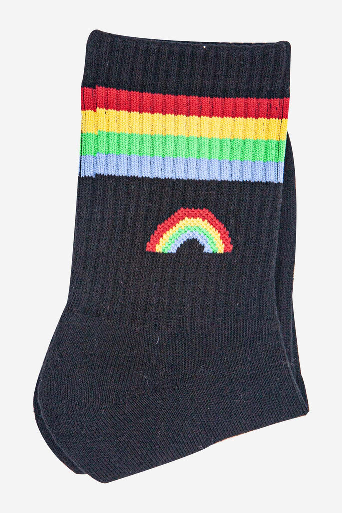 womens-sporty-socks-black-rainbow-striped-multicoloured-cuffs