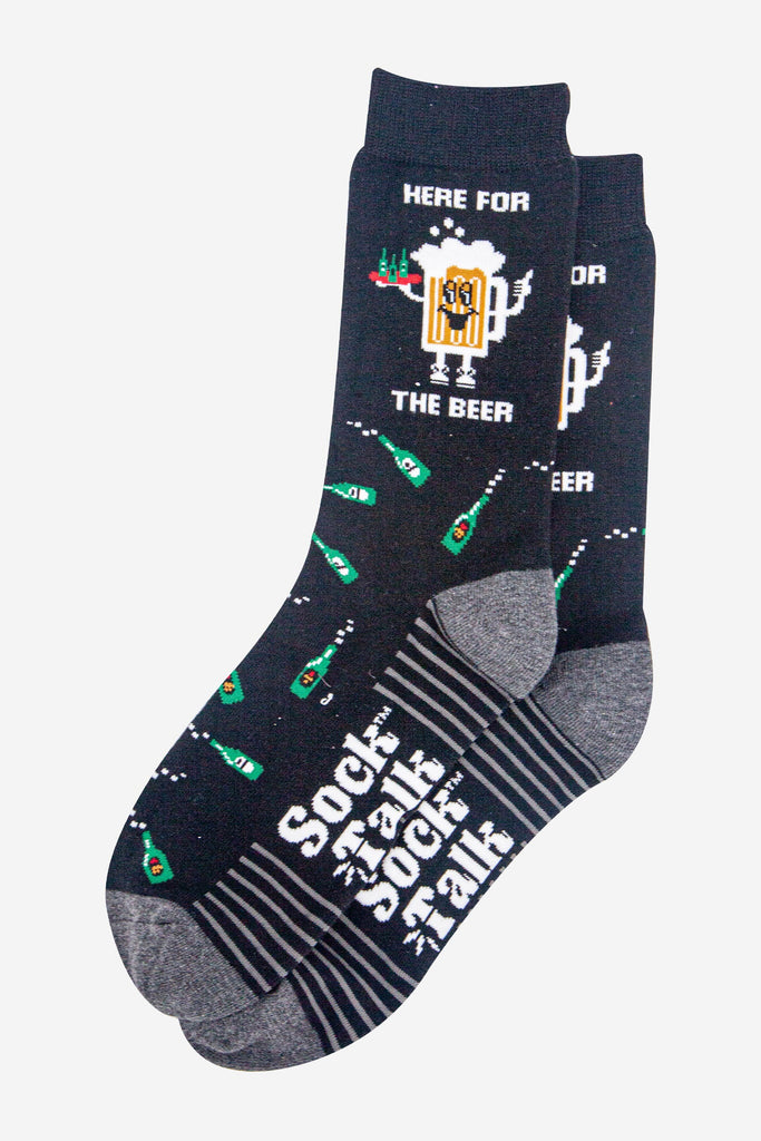 mens-combed-cotton-crew-socks-black-here-for-the-beer-laying-flat