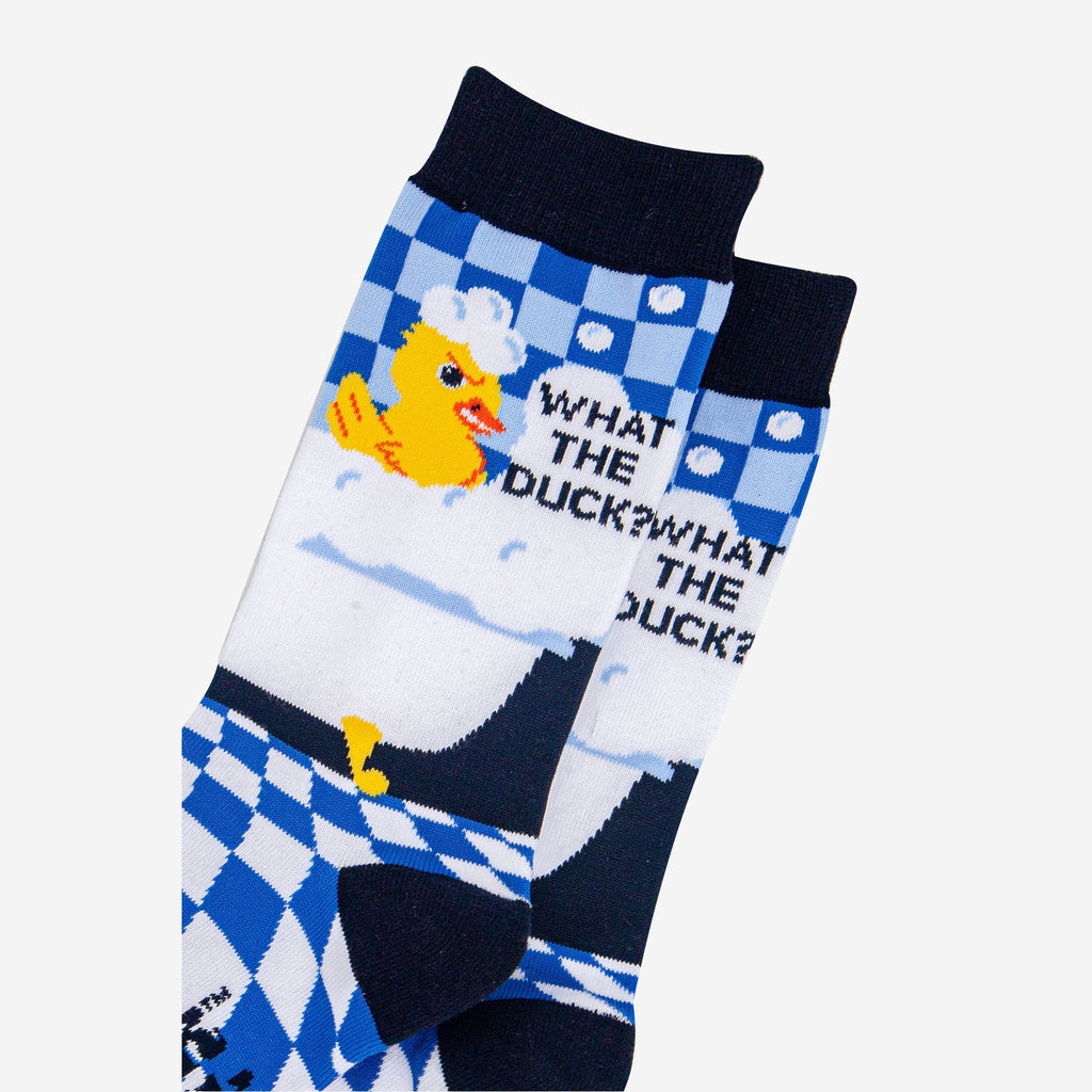 mens-combed-cotton-crew-socks-blue-what-the-duck-close-up