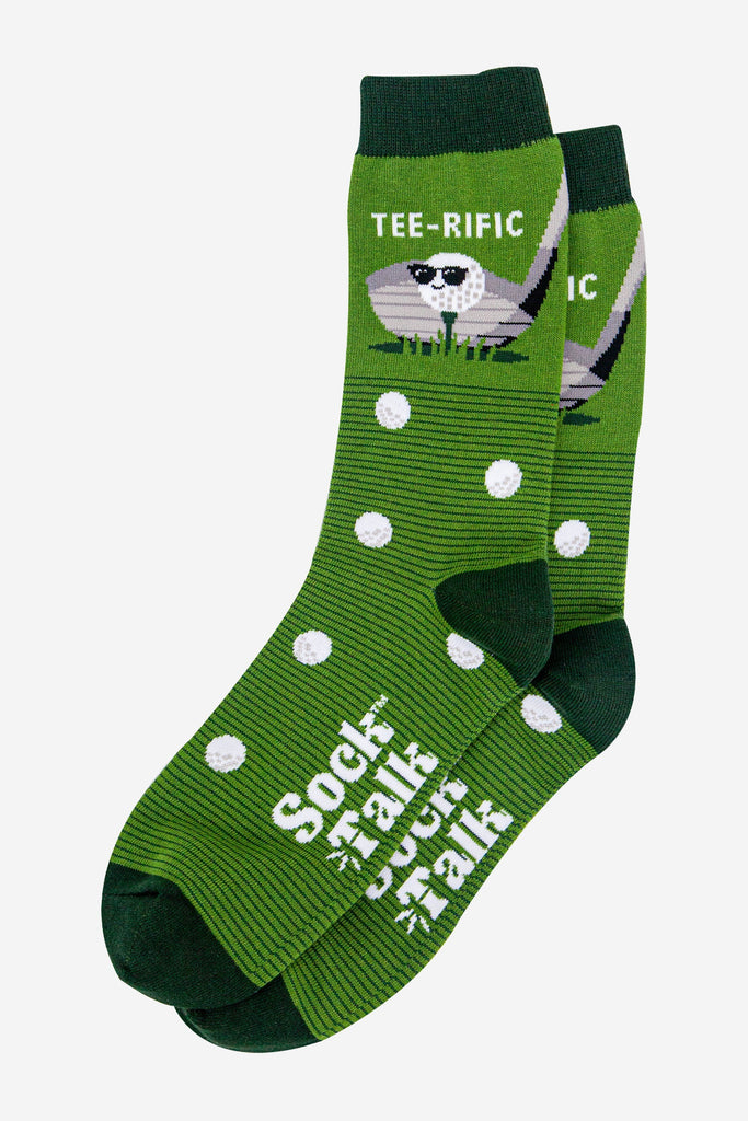 mens-combed-cotton-crew-socks-green-teerific-golf-laying-flat