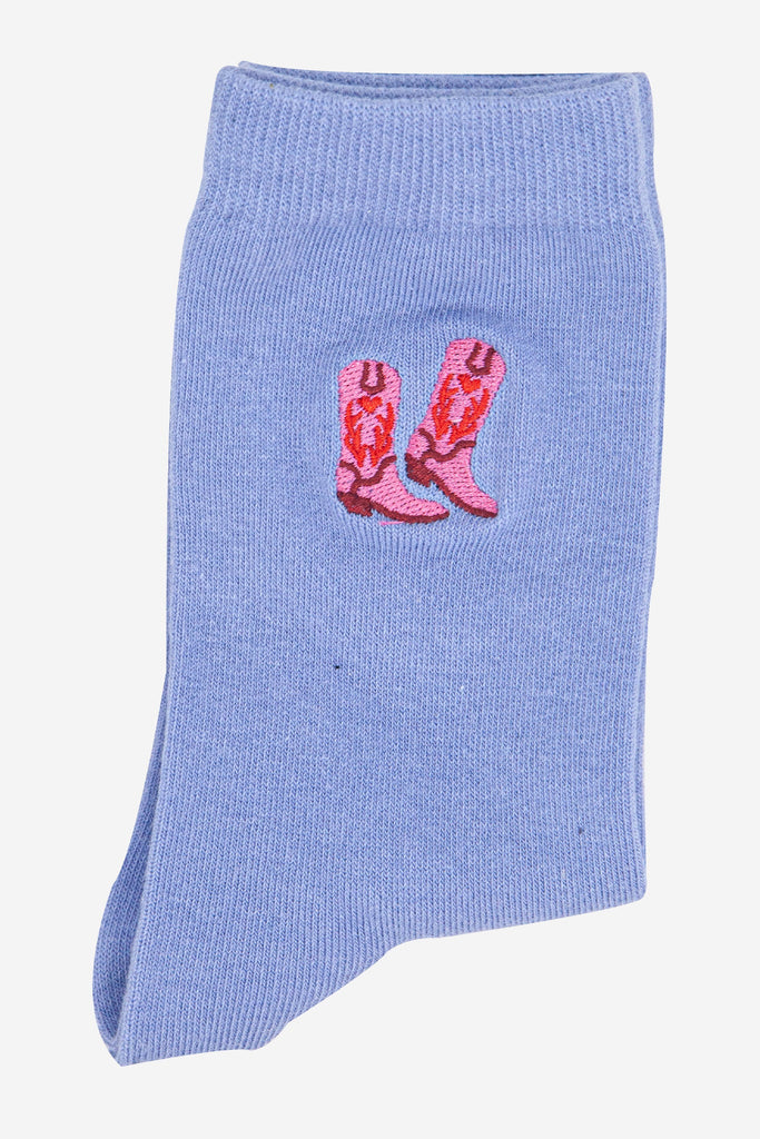 womens-embroidered-ankle-socks-light-blue-cowboy-boots-folded