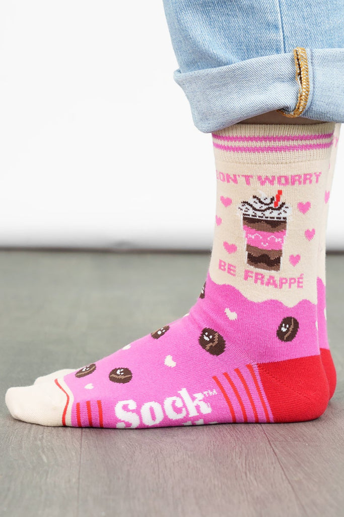 womens-combed-cotton-ankle-socks-pink-cream-be-frappe-funny