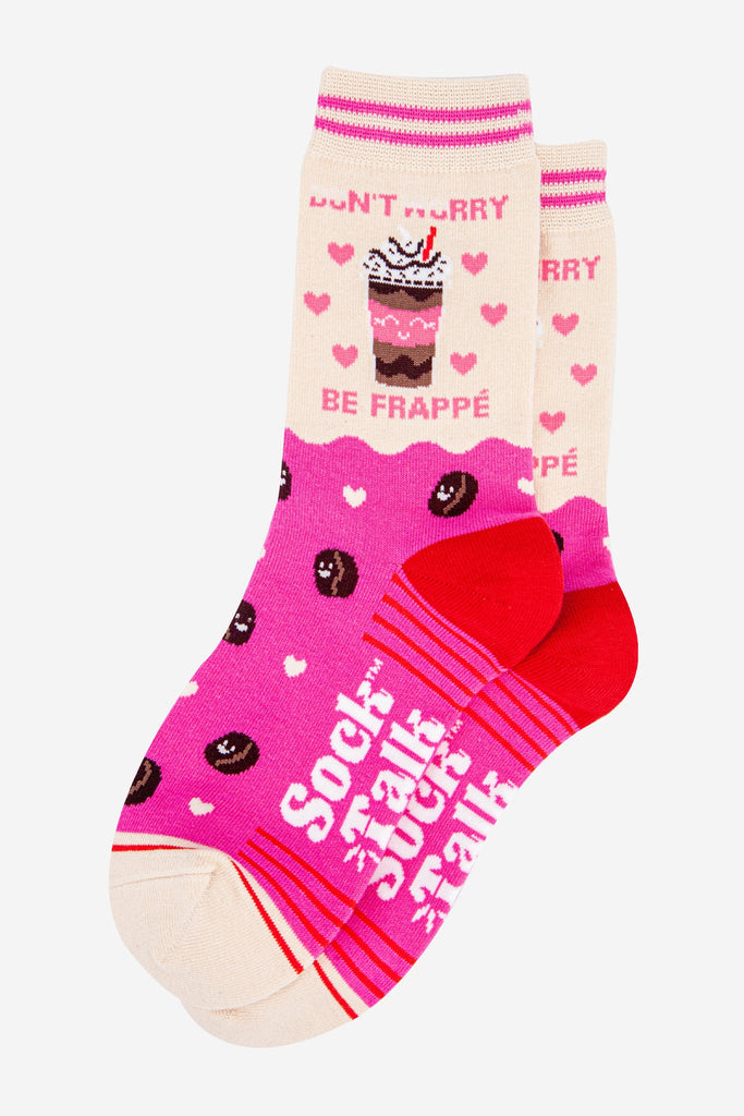 womens-combed-cotton-ankle-socks-pink-cream-be-frappe-laying-flat