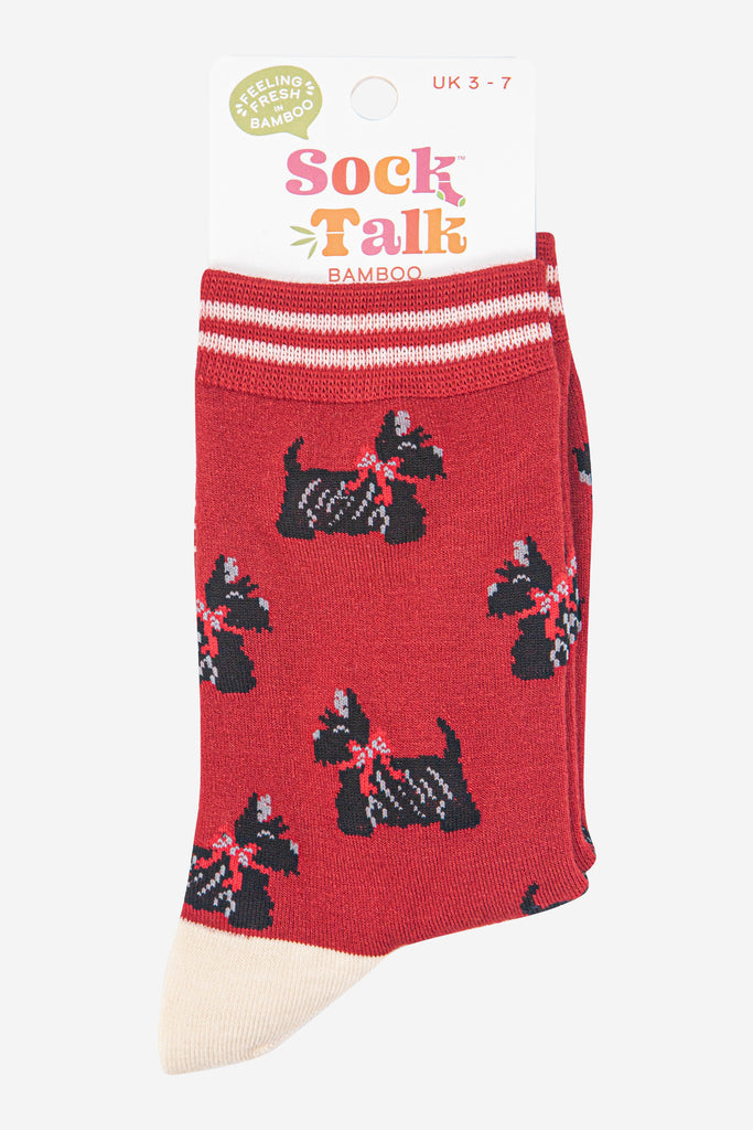 womens-bamboo-socks-red-cream-scottish-terriers-in-sock-talk-packaging
