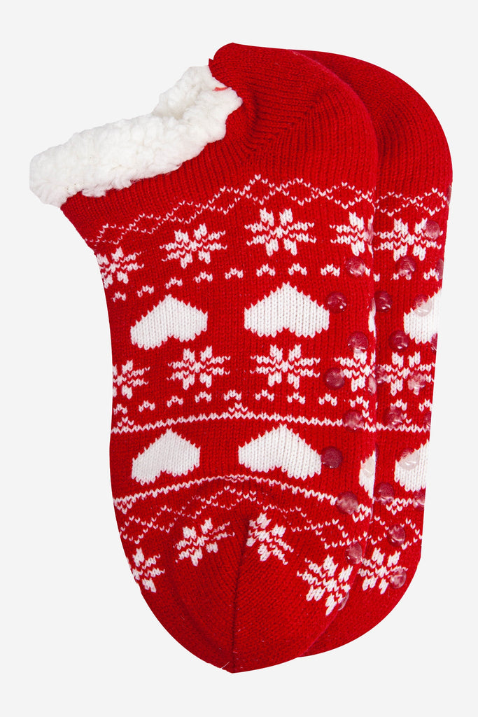 womens-short-slipper-socks-red-fair-isle-close-up
