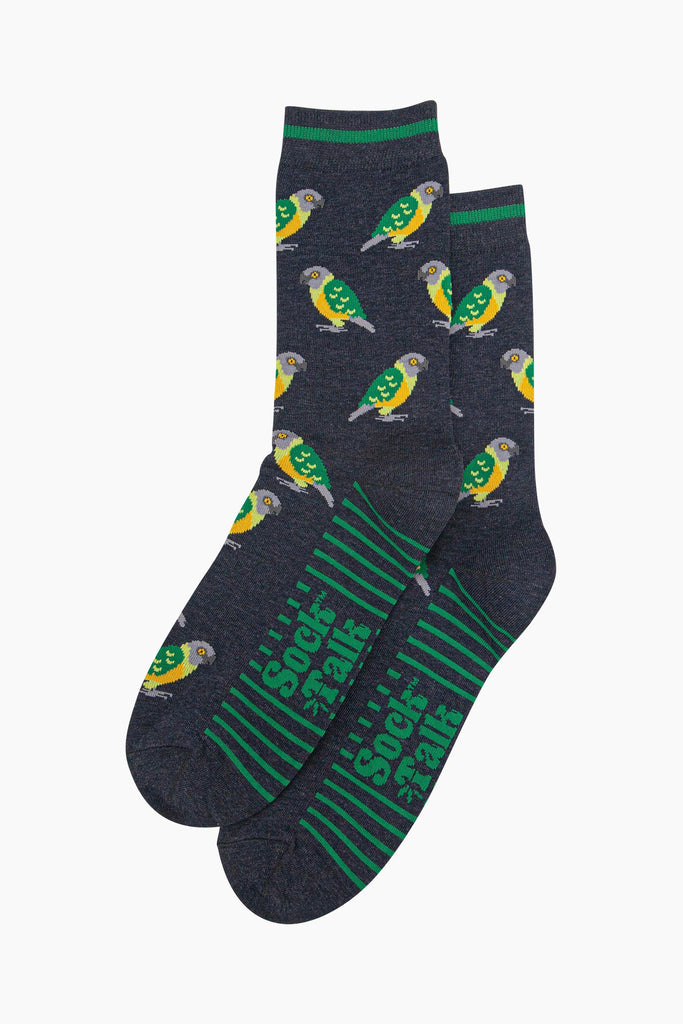 mens-bamboo-socks-navy-senegal-parrot-laying-flat-bird-pattern-repeats-over-the-design