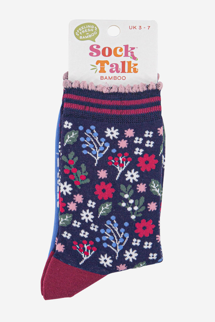 womens-bamboo-socks-navy-blue-winter-floral-in-sock-talk-packaging
