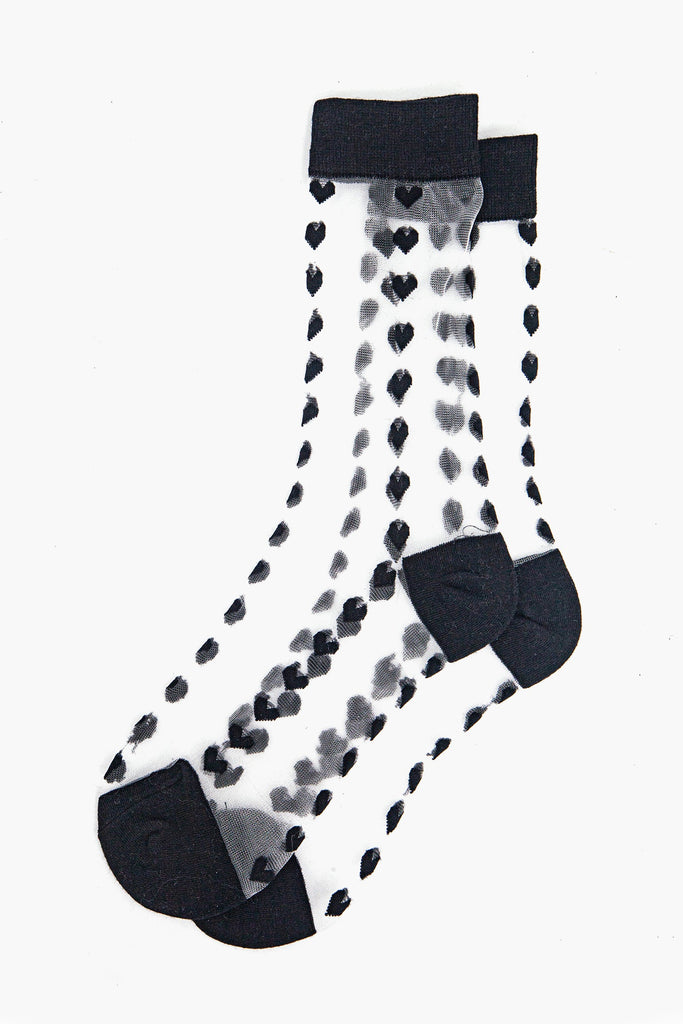 womens-sheer-ankle-socks-black-heart-laying-flat
