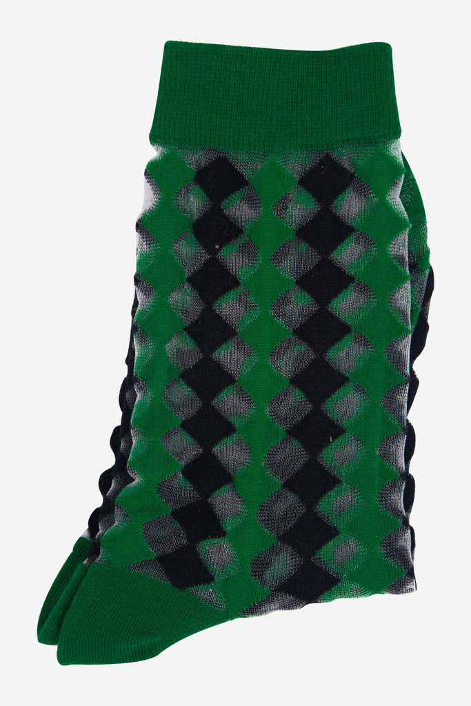 womens-sheer-ankle-socks-green-black-diamond-transparent