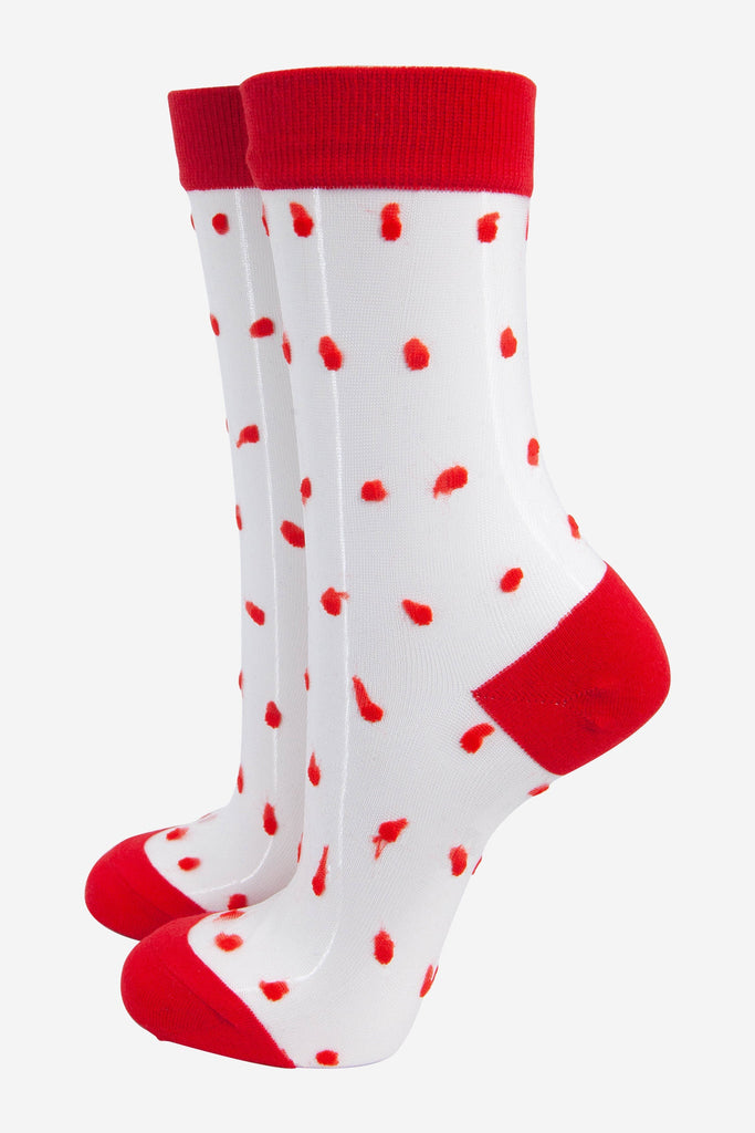 womens-sheer-ankle-socks-red-spots-popsocks-dotted