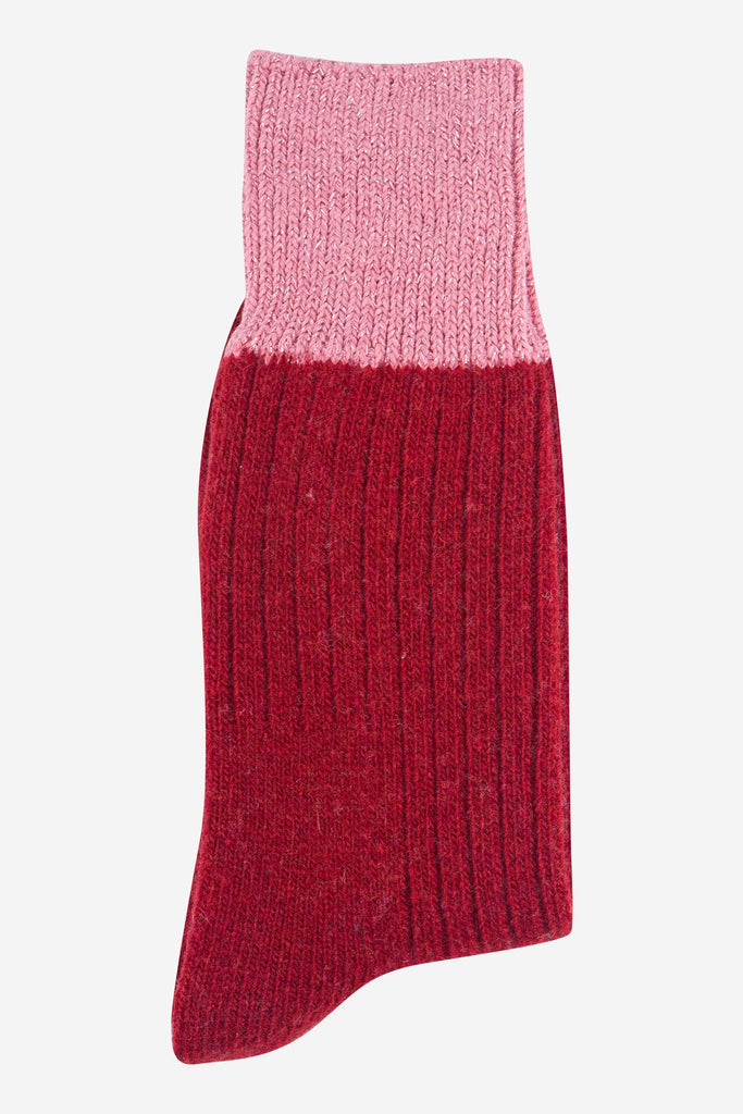 womens-mid-calf-socks-red-pink-colour-block-folded
