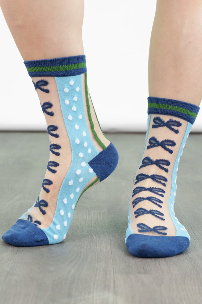 womens-sheer-ankle-socks-blue-green-stripe-bow-popsocks-nylons