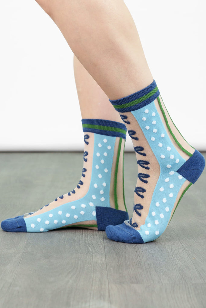 womens-sheer-ankle-socks-blue-green-stripe-bow-popsocks-nylons